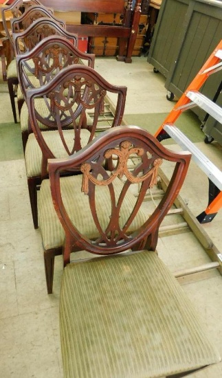 Vintage Shield Back Dining Chairs - Each 37.5" x 19" x 19"