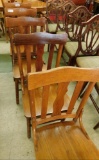 Vintage Oak Slat Back Chairs - Each 36