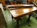Vintage Square Oak Kitchen Table - 1 Leaf - 5 Legs - 28.5