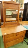 Vintage Oak 4 Drawer Wash Stand with Mirror - 73