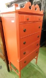 Painted 5 Drawer Highboy Dresser - 66