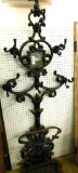 Black Painted Cast Iron Hall Tree / Umbrella Stand with Mirror - 74