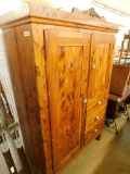 Vintage Pine 2 Door 3 Drawer Armoire / Wardrobe - 73.5