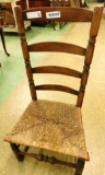 Vintage Ladder Back Chair with Natural Rush Seat - 37