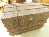 Vintage Wood and Metal Trunk with Tray - 25