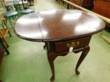Signed 1 Drawer Queen Anne Drop Side Occasional Table - 26.5