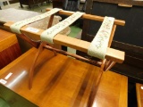 Vintage Luggage Rack With Needlepoint Straps - 19.5