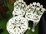 3 Piece White Cast Iron Yard Set - Chairs Each - 27.5