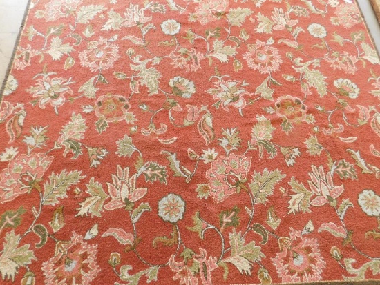 Mauve - Green White - Floral - Area Rug - 9'11" x 7'11"