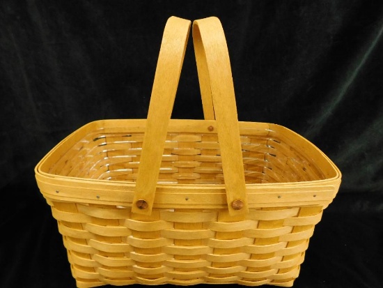 Longaberger Basket - Double Wood Handled - 7.75" x 15" x 10.5"