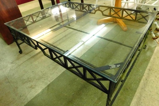 Wrought Iron Base Glass Top Coffee Table