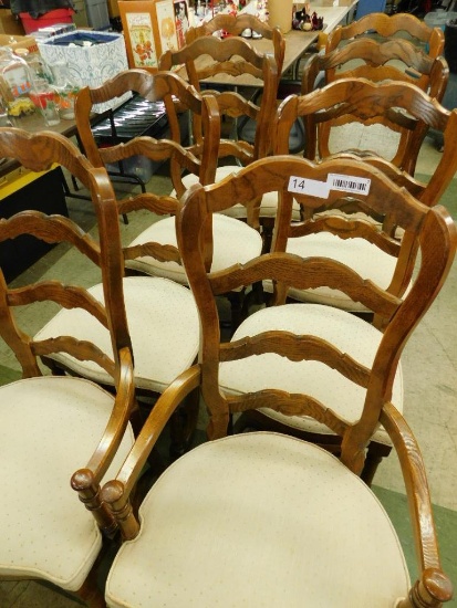 Century Furniture Co. Oak French Ladder Back Chairs - 2 Arm Chairs - 6 Sides