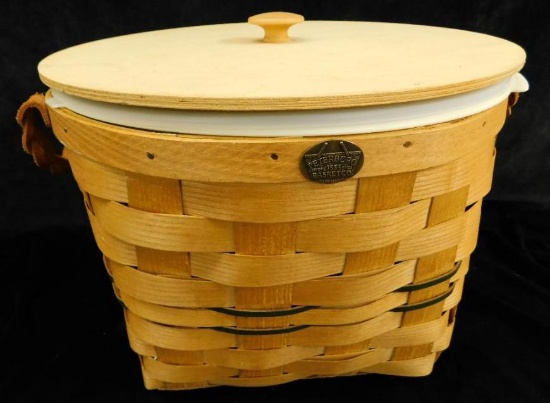 Peterboro Basket Company - Double Leather Handled Basket with Inserts and Lid