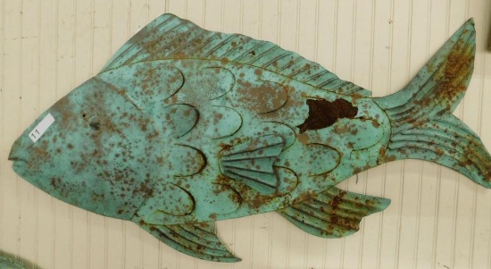 Painted Metal Fish - Wall Art - 23" x 42"