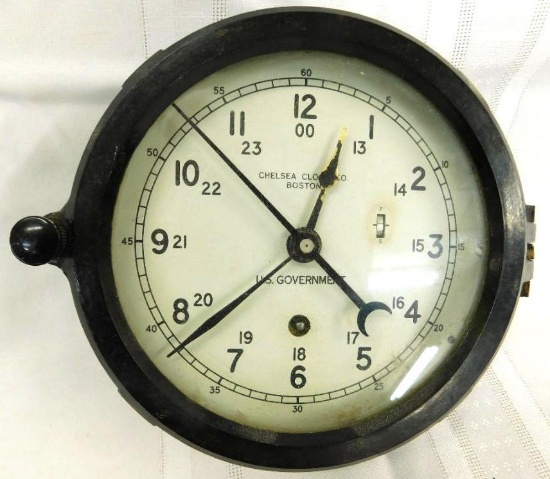 Chelsea Clock Co. - Boston - US Government Submarine Clock - No Key - 8" x 2.75"