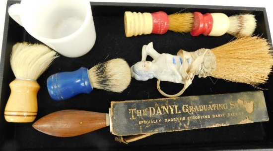 Tray Lot - Vintage Shaving Brushes - Sharpening Strop