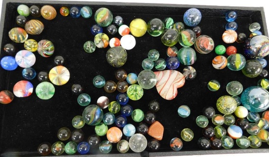 Tray Lot - Misc. Marbles - Blown Glass Pieces