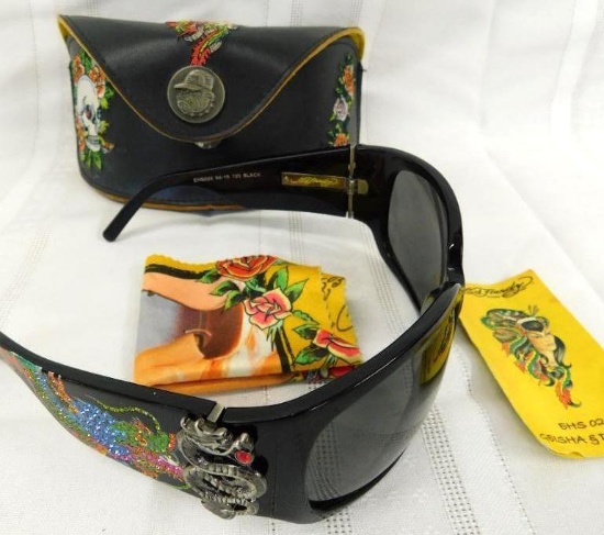 Ed Hardy Sunglasses with Leather Case