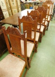 6 Dining Jacobian Oak Chairs - 1 Arm - 5 Sides - Upholstered - One Money
