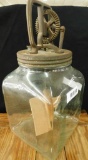 Vintage Glass Churn with Wood Paddles