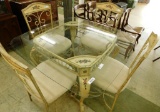 5 Piece Metal Table Set - Glass Top - Stenciled - One Money