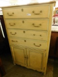 Hickory White - Painted Secretary - 2 Drawers on Top - Missing Pull