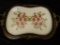 Vintage Wood Tray with Handles - Glass Covered Embroidery - 18