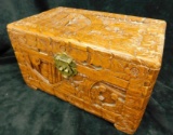 Asian Carved Wood Hinged Lid Box - 7
