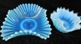 Pair of Opalescent Blue Bowls - 3.5