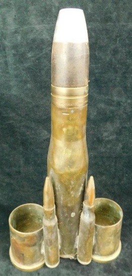 Vintage Trench Art Desk Piece - 12.5" x 6.5" x 2.75"