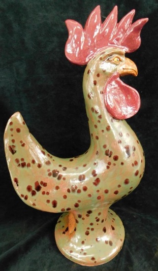 Southern Folk Art Pottery - 2023 Signed Rex Hogan - Rooster - 16" x 9" x 6"