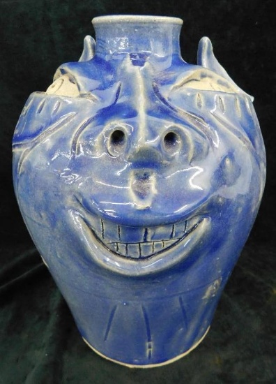 Southern Folk Art Pottery - Unsigned Richard Wright - Ugly Face Jug - 11" x 8"