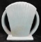 Vintage Unmarked Pottery - Green Glaze Double Handled Fan Vase - 7.5