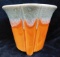 Unmarked Pottery Planter - Orange and Drip Glaze - 5.25