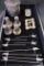 Tray Lot - Silver Plate Misc. Items - Goose Skewers - Hinged Container - S&P Shakers