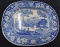 Large Vintage Blue Ware Transfer Platter - 18