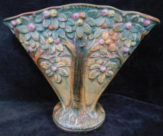 Unmarked Weller Voile Tree Fan Vase - 6.5" x 7.25" x 3"