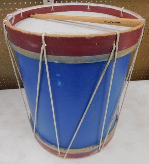 "Old Drum Shop" Reproduction Drum with Guitar Hero Drumsticks - 19.5" x 16.25"
