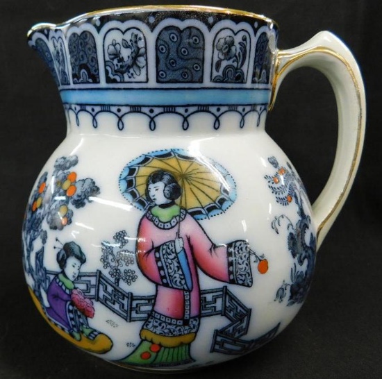 Keeling and Co. - Losol Ware - Nanking - Asian Themed Pitcher - England - 5.75" x 7' x 6"