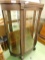 Oak Bow Front China Cabinet - Mirrored Back with Shelves - 63