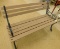 Modern Garden Bench - Cast Iron Ends - Wood Slat Seat and Backs - 27.5