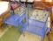 Pair of Modern Folding Metal Chairs - Blue - Each 37.5