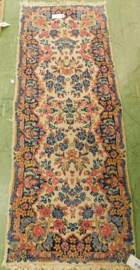 Small Entry Rug - Off White-Blue-Beige-Rose - 49" x 19"