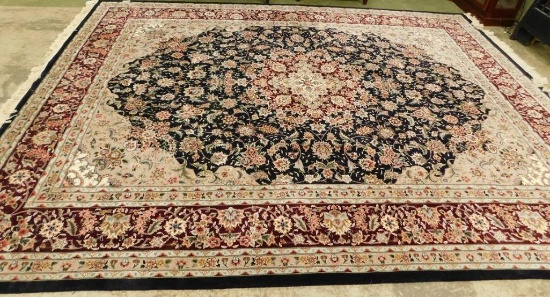 Large Wool Area Rug - Maroon-Off White-Beige-Black-Rose-Brown - 142" x 111"