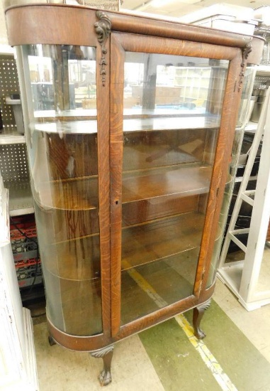Vintage Bow Front China Cabinet - 62.5" x 41" x 14"