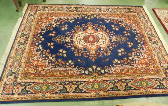 Oriental Style Woven Area Rug - Maroon Beige Navy Green - 94" x 67"