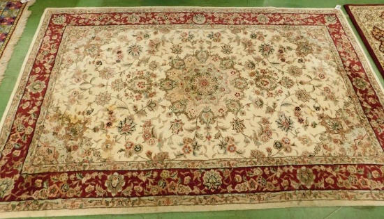 Area Rug - Maroon-Off White-Beige-Light Blue - 100" x 66"