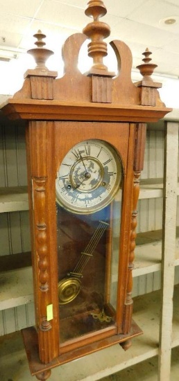 Oak Wall Clock - 33" x 12" x 6"