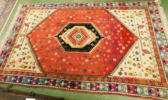 Vintage Area Rug - Red-Blue-Beige and Off White - 98" x 58"