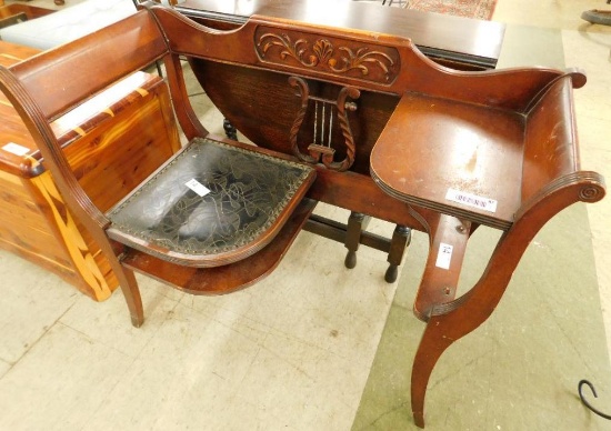 Gossip Bench with Leather Seat - 31" x 37" x 16"